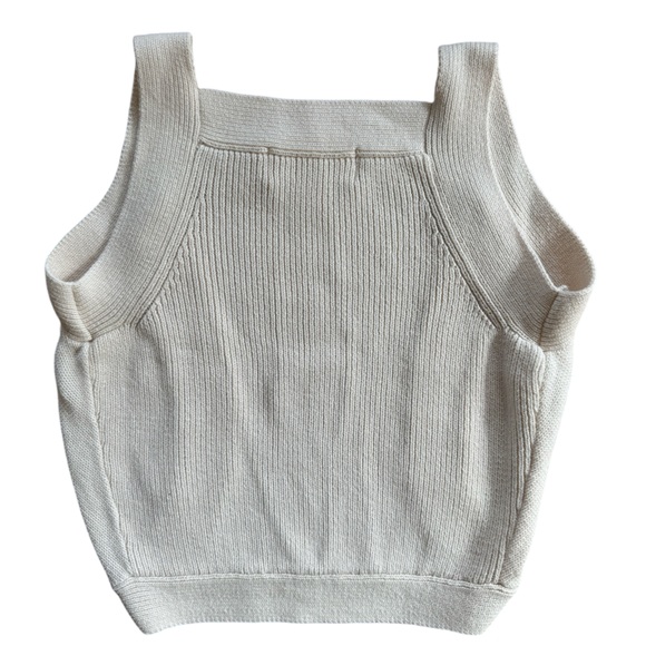 Vintage Old Navy Women's White Cream Sleeveless Open Front Knit Crop Vest XS - Picture 3 of 8